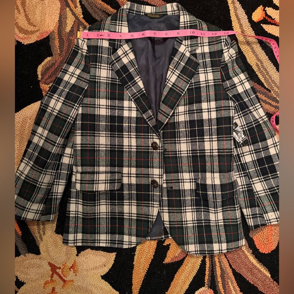 Plaid boys Blazer - Black, White, Green